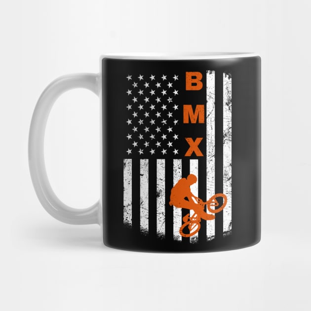 BMX Bike Sport USA American Flag for Motocross Biking Fan by tobzz